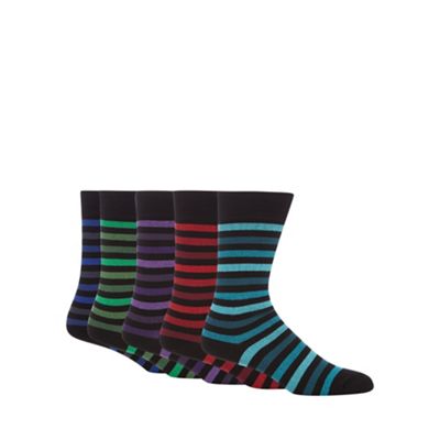 Freshen Up Your Feet Pack of five black bold striped socks